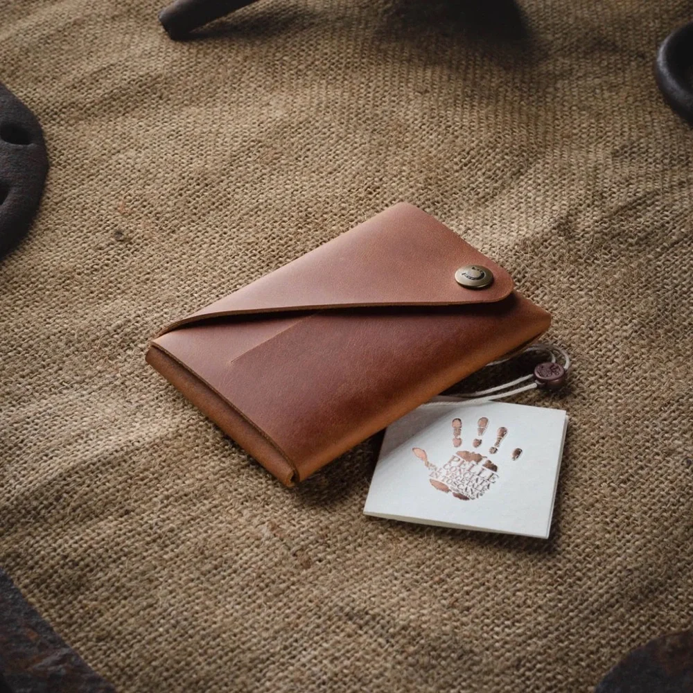 NEW Crazy Horse Craft Minimalist Leather Origami Wallet, Brown